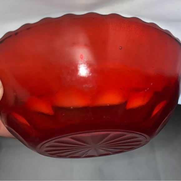 Anchor Hocking Glass Serving Bowl and Flat Tumbler Windsor Royal Red - Picture 2 of 13